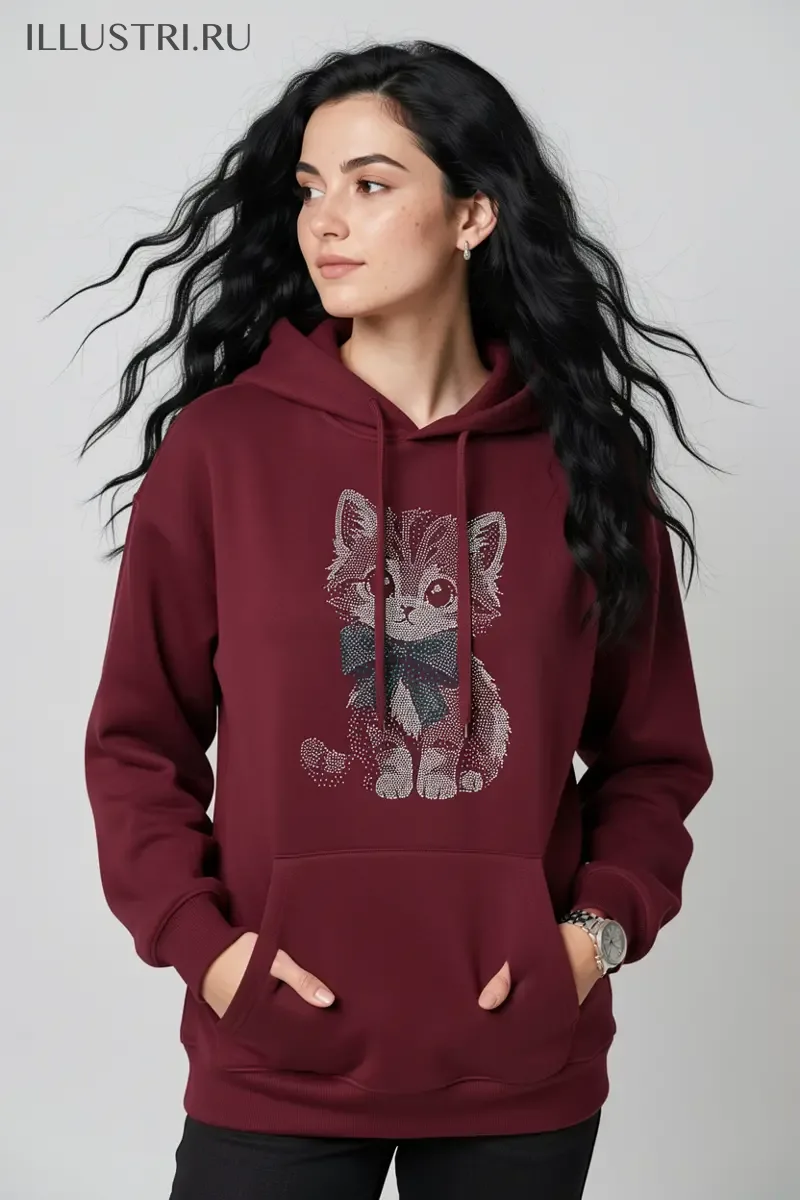 Визуализация Котенок с голубым бантом